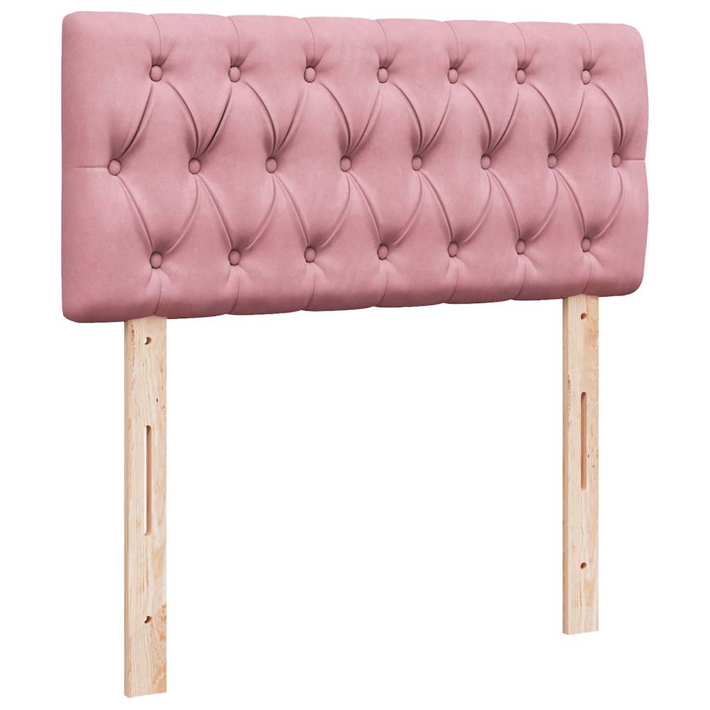 Estrutura de cama otomana com colchão rosa 90x200cm veludo