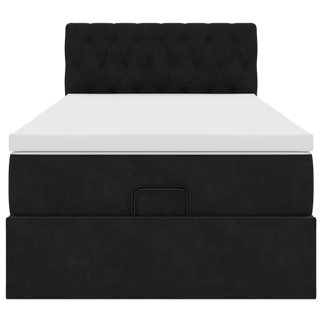 Estrutura de cama otomana vidaXL com colchão preto 100x200cm Veludo