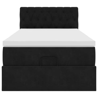 Estrutura de cama otomana vidaXL com colchão preto 100x200cm Veludo