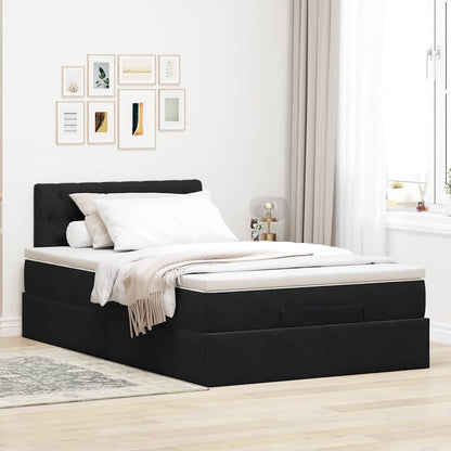 Estrutura de cama otomana com colchão 120x200 cm veludo preto