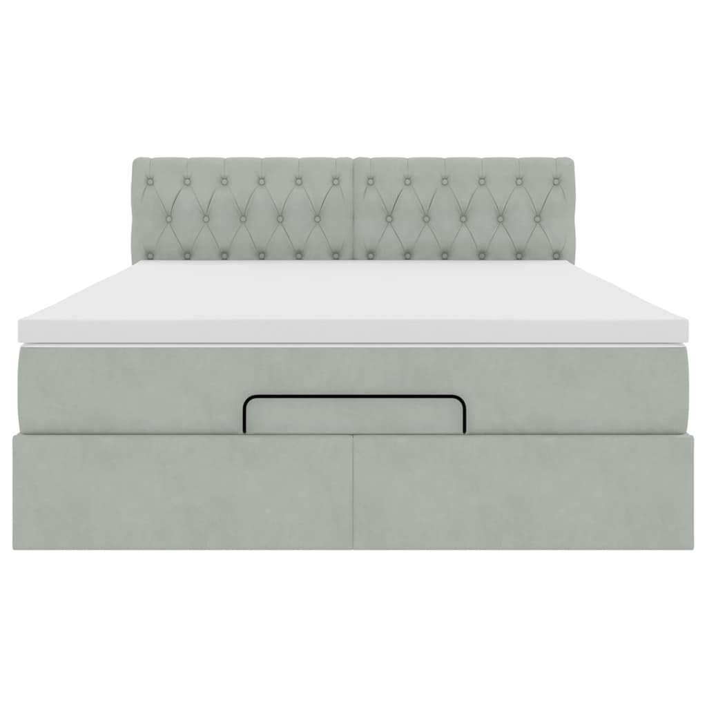 Estrutura de cama otomana com colchão 140x190 cm cinzento claro