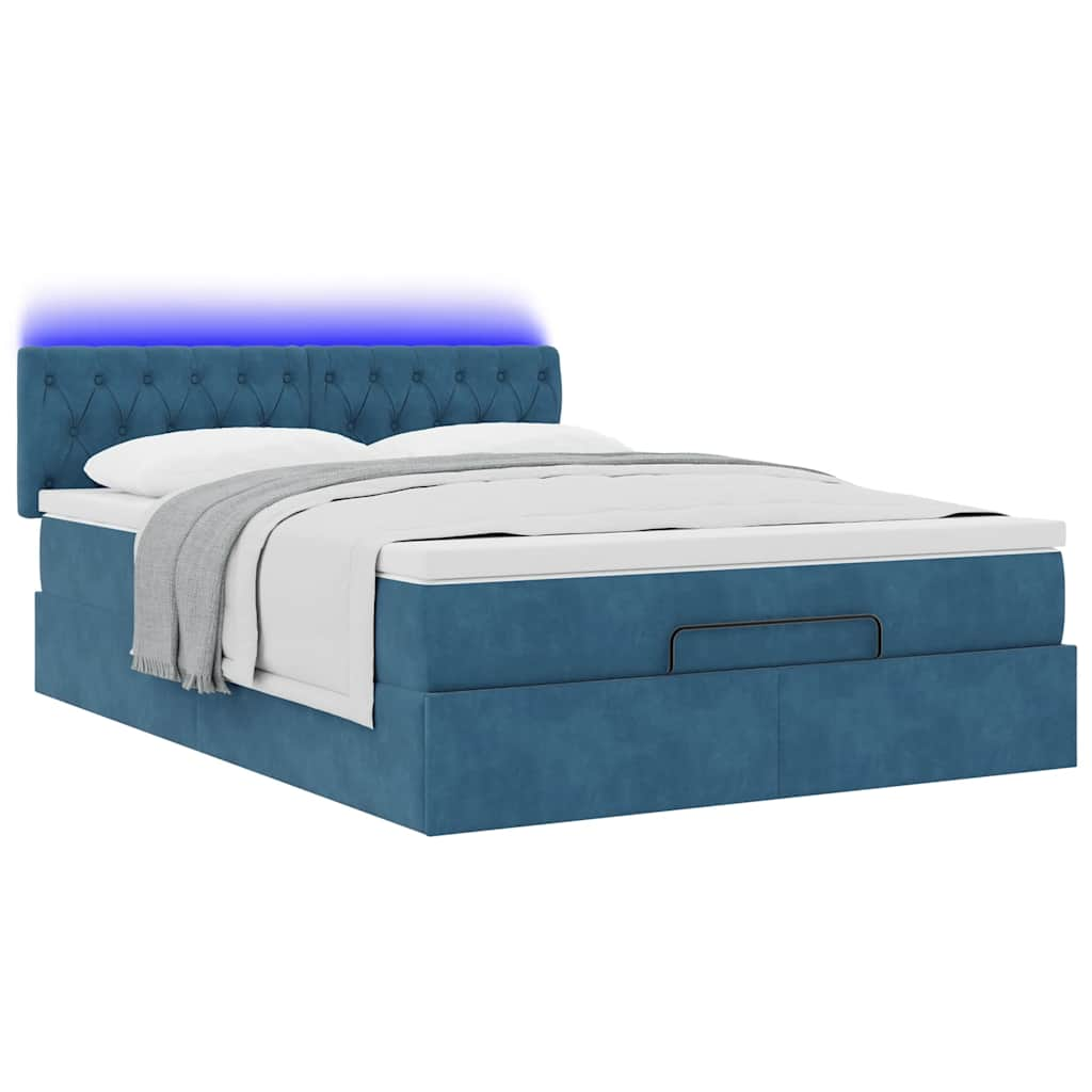 Estrutura de cama otomana com colchão 140x190cm azul escuro