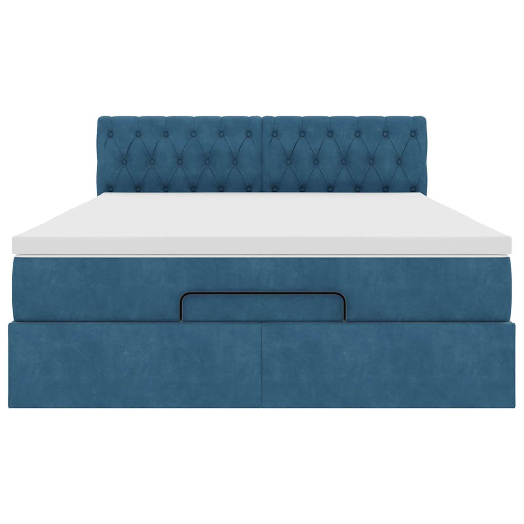 Estrutura de cama otomana com colchão 140x190cm azul escuro