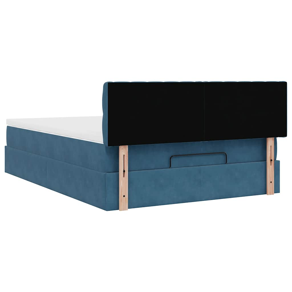 Estrutura de cama otomana com colchão 140x190cm azul escuro