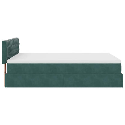 Estrutura de cama otomana com colchão 140x200 cm verde escuro