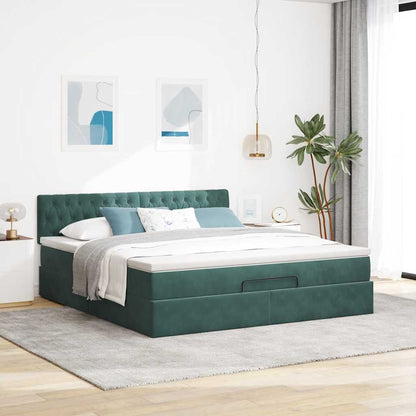 Estrutura de cama otomana com colchão 160x200 cm verde escuro