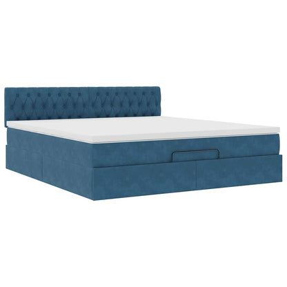 Estrutura de cama otomana com colchão 160x200 cm azul escuro