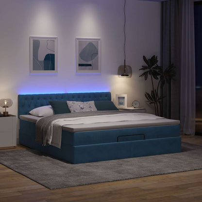 Estrutura de cama otomana com colchão 160x200 cm azul escuro