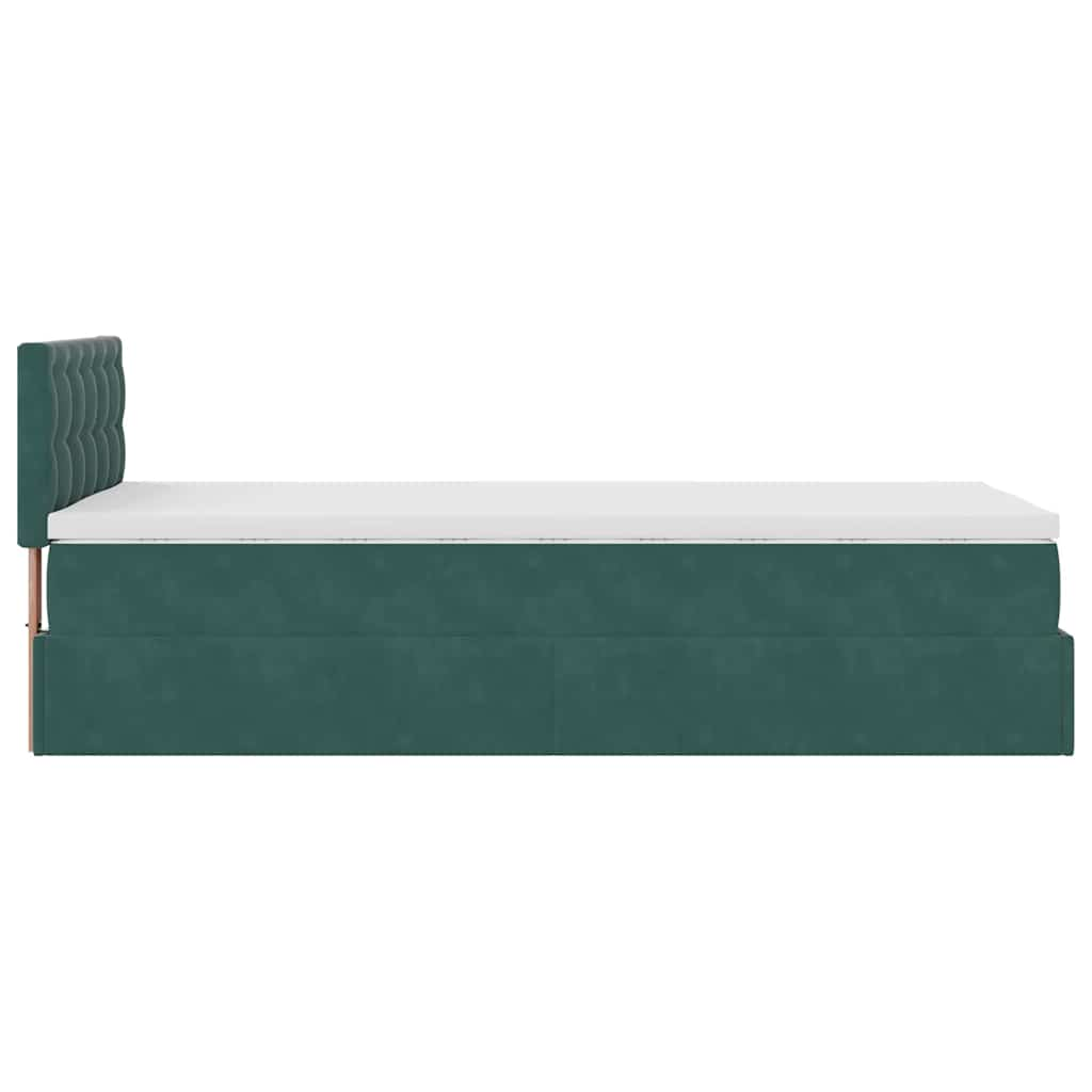 Estrutura cama otomana colchão 80x200 cm veludo verde escuro