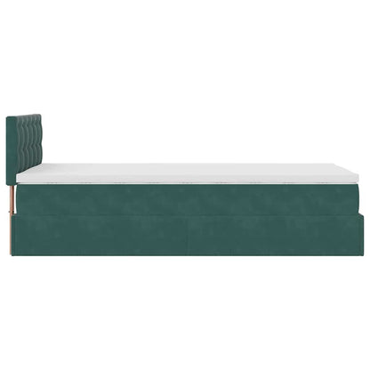 Estrutura cama otomana colchão 80x200 cm veludo verde escuro