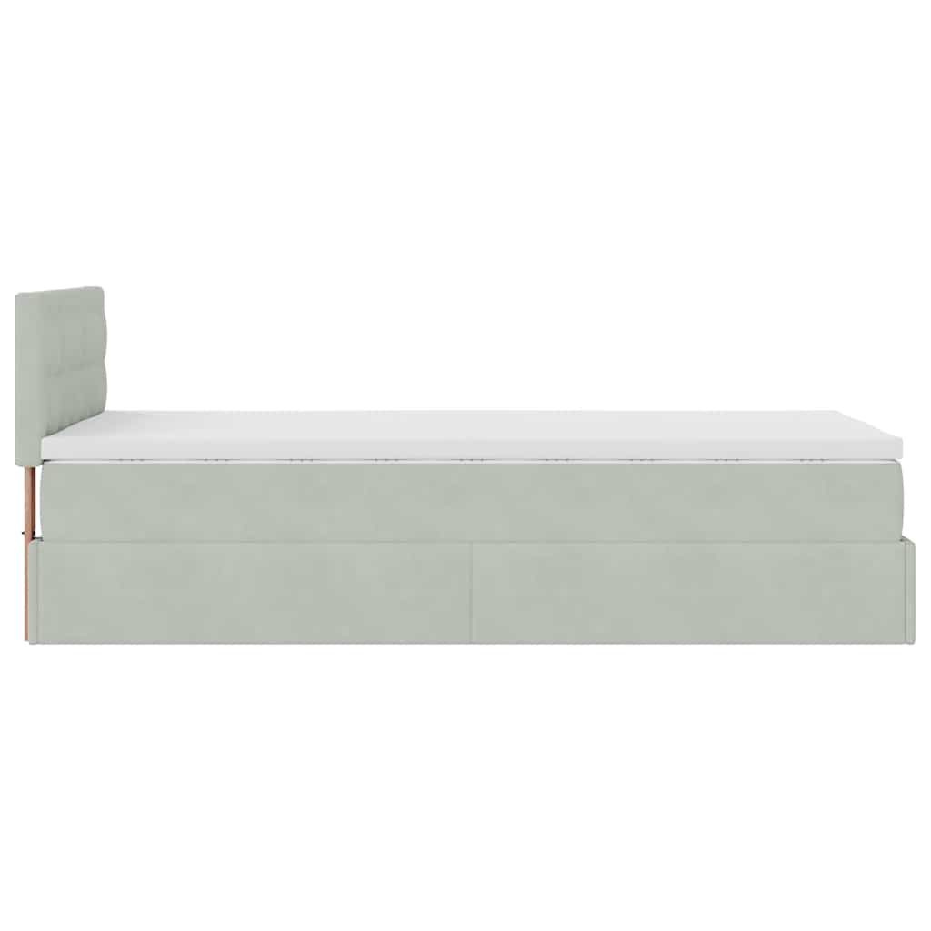 Estrutura cama otomana colchão 90x200 cm veludo cinzento claro