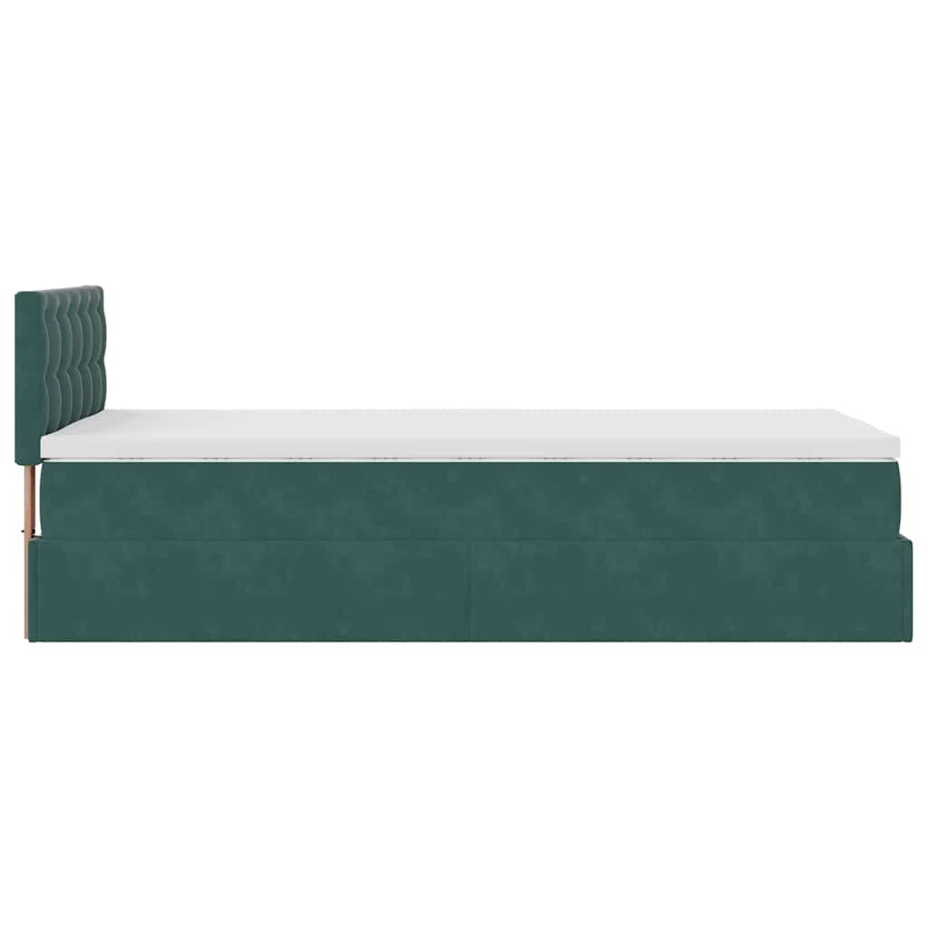 Estrutura de cama otomana colchão 90x200 cm veludo verde escuro