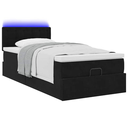 Estrutura de cama otomana vidaXL com colchão preto 100x200cm Veludo