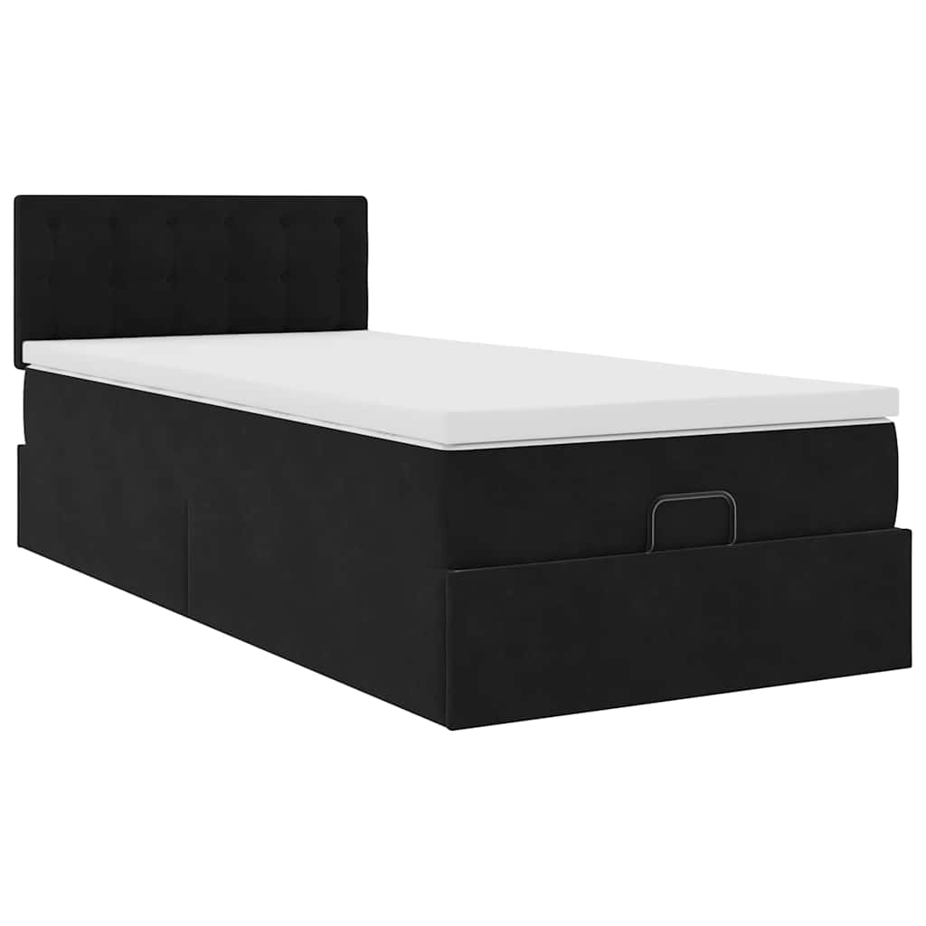 Estrutura de cama otomana vidaXL com colchão preto 100x200cm Veludo