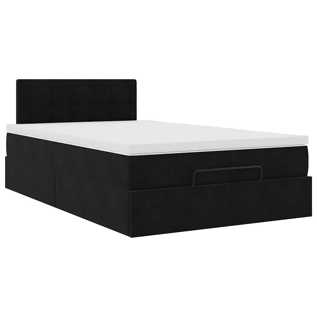 Estrutura de cama otomana com colchão preto 120x190 cm Veludo