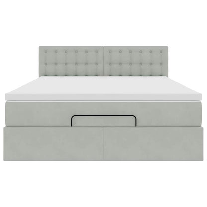 Estrutura de cama otomana com colchão 140x190 cm cinzento claro