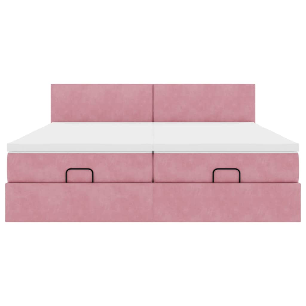 Estrutura de cama otomana com colchões 160x200 cm veludo rosa