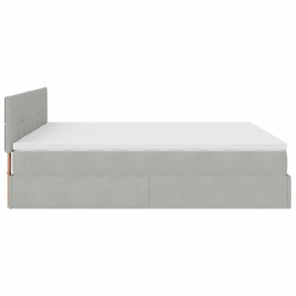 Estrutura cama otomana colchões 160x200cm veludo cinzento claro