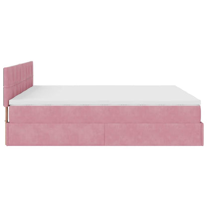 Estrutura de cama otomana com colchões 160x200 cm veludo rosa