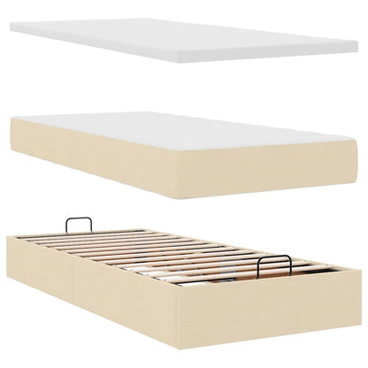 Estrutura de cama otomana com creme de colchão 90x200cm tecido