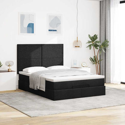 Estrutura de cama otomana com colchão 140x190 cm tecido preto