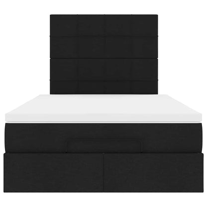 Estrutura de cama otomana com colchão preto 120x190 cm tecido