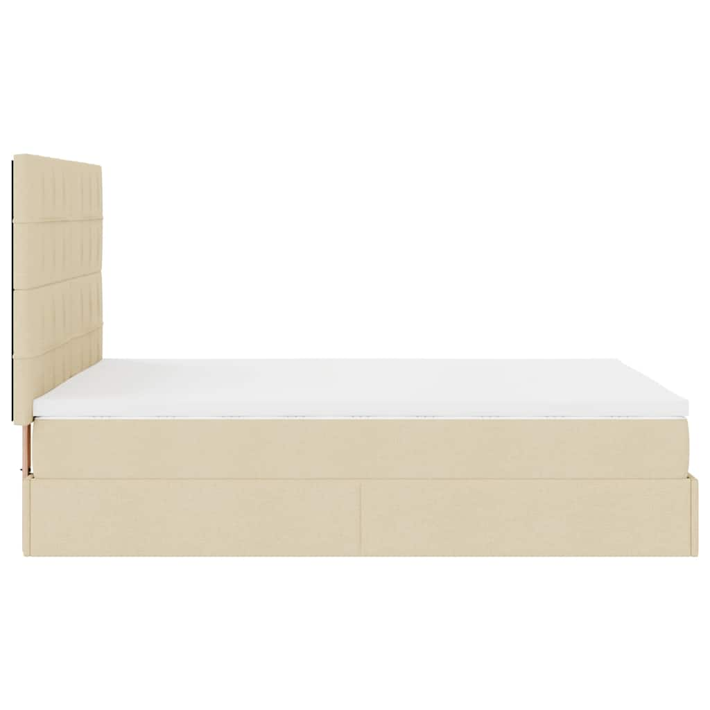 Estrutura de cama otomana com creme de colchão 140x190cm tecido