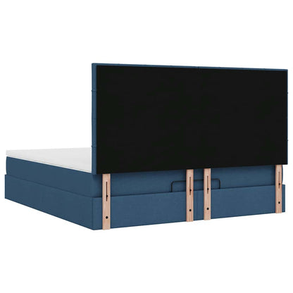 Estrutura de cama otomana com colchão 160x200 cm tecido azul