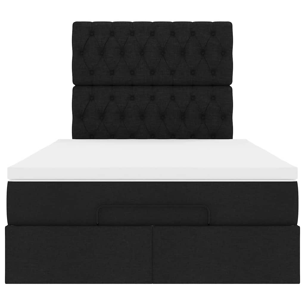 Estrutura de cama otomana com colchão preto 120x190 cm tecido