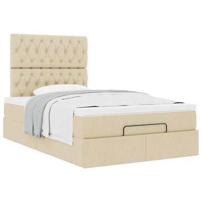 Estrutura de cama otomana com colchão 120x190 cm tecido creme