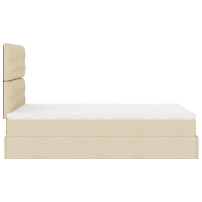 Estrutura de cama otomana com colchão 120x190 cm tecido creme