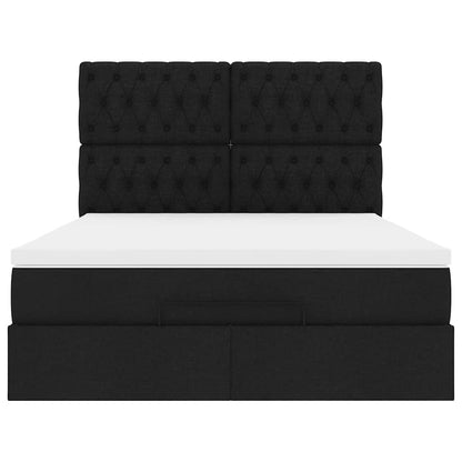 Estrutura de cama otomana com colchão 140x190 cm tecido preto