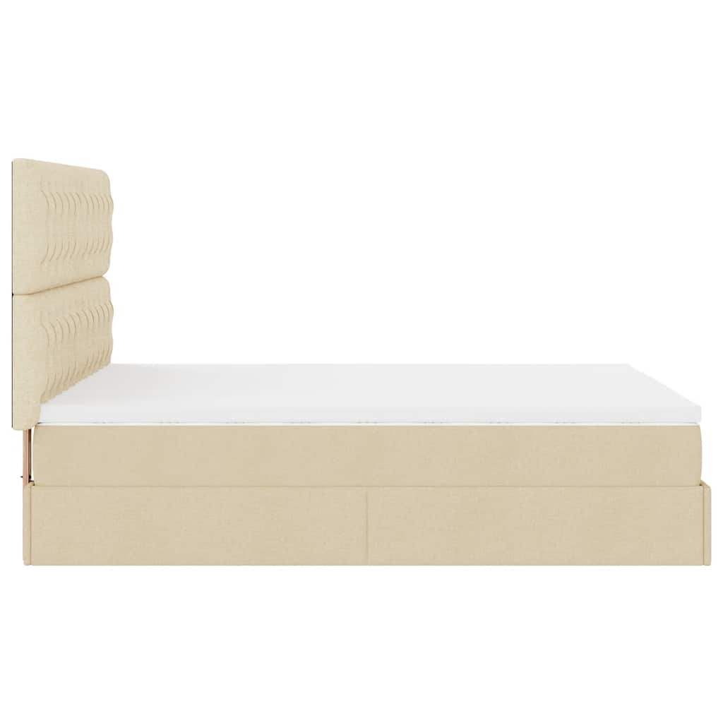 Estrutura de cama otomana com creme de colchão 140x190cm tecido