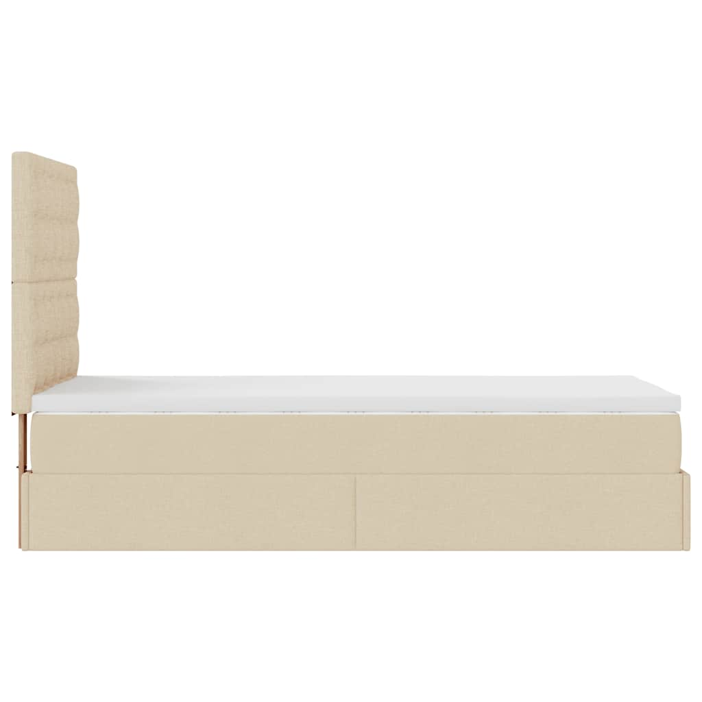 Estrutura de cama otomana com creme de colchão 90x200cm tecido