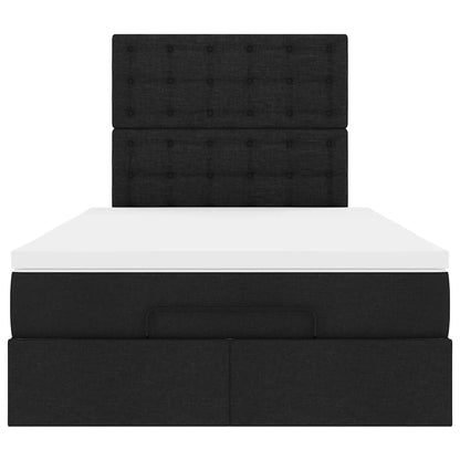 Estrutura de cama otomana com colchão preto 120x190 cm tecido