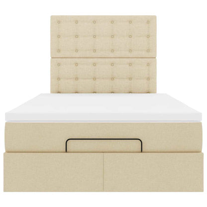 Estrutura de cama otomana com colchão 120x190 cm tecido creme