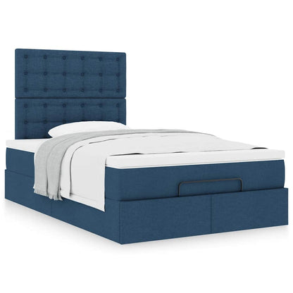 Estrutura de cama otomana com colchão 120x190 cm tecido azul