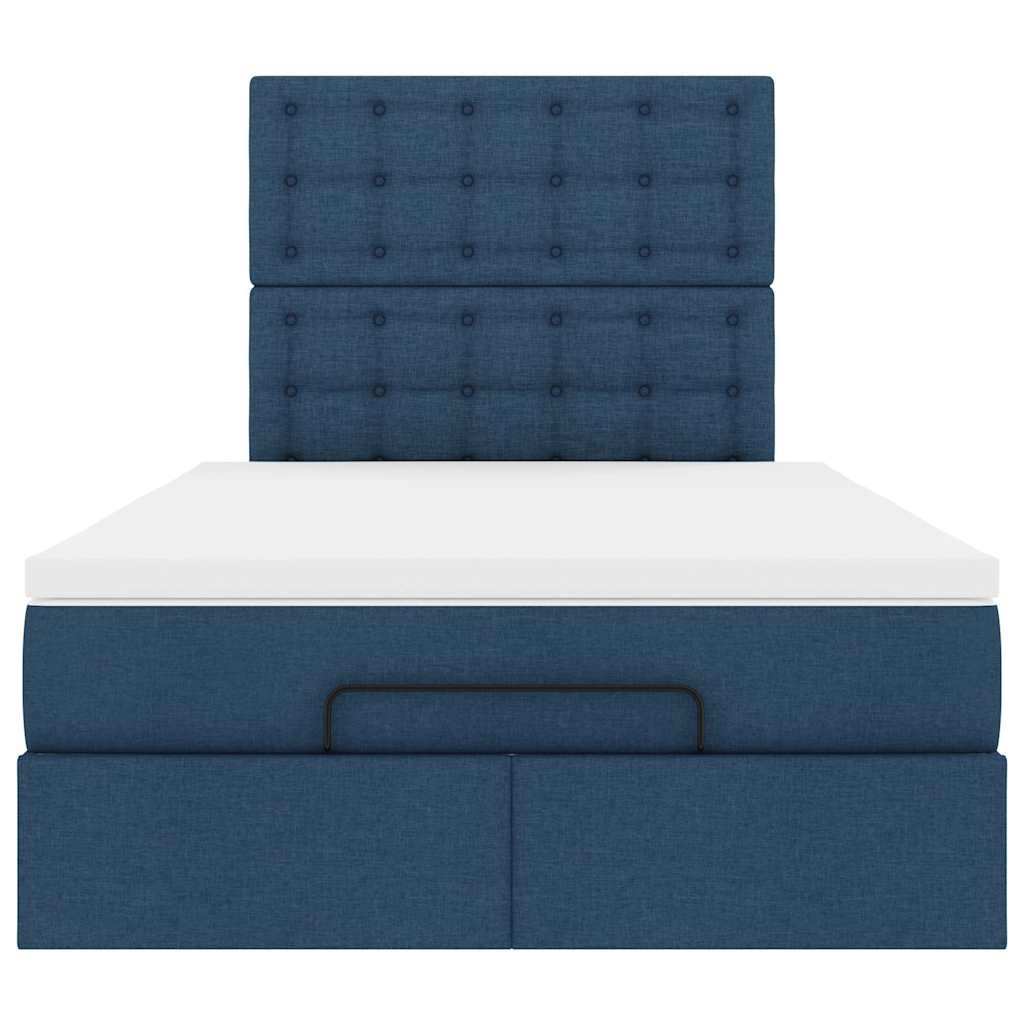 Estrutura de cama otomana com colchão 120x200 cm tecido azul