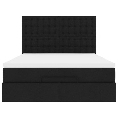 Estrutura de cama otomana com colchão 140x190 cm tecido preto