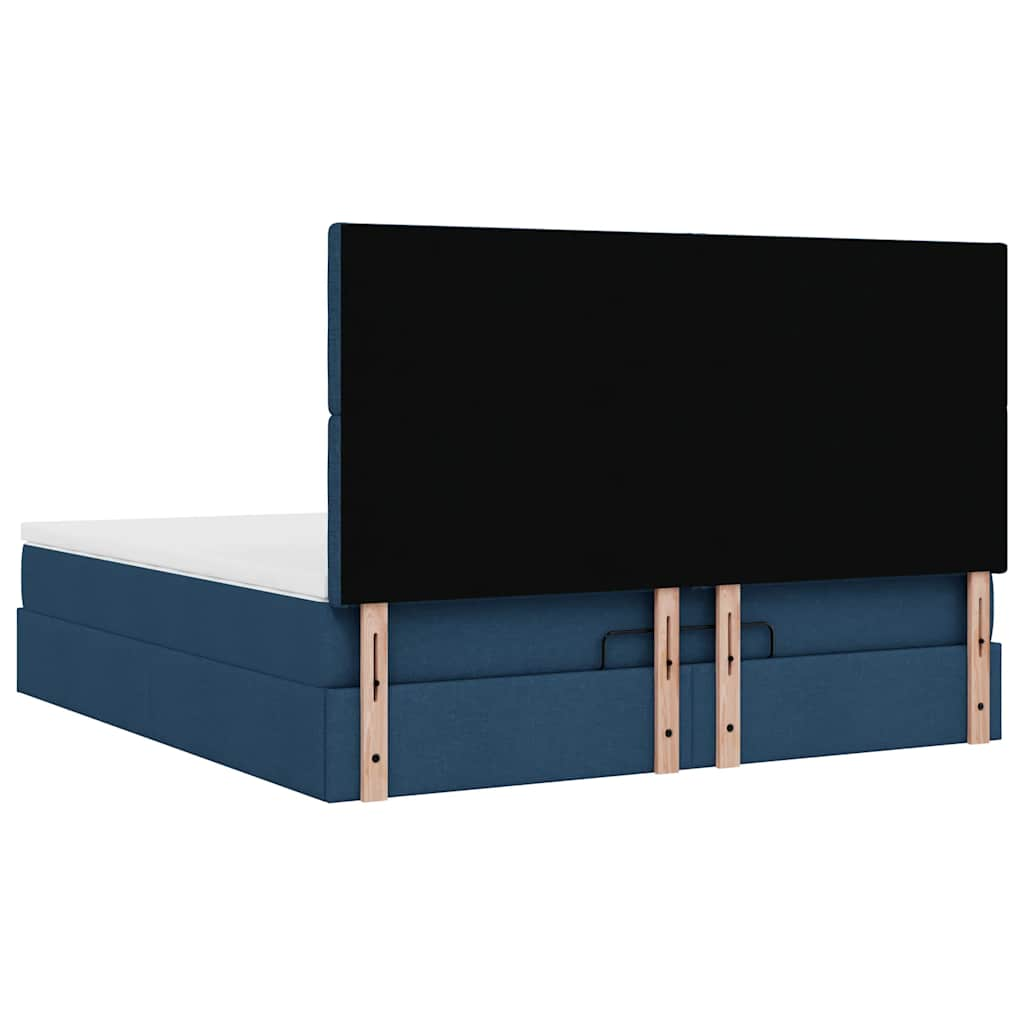 Estrutura de cama otomana com colchão 160x200 cm tecido azul