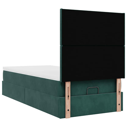 Estrutura de cama otomana colchões 90x200cm veludo verde escuro