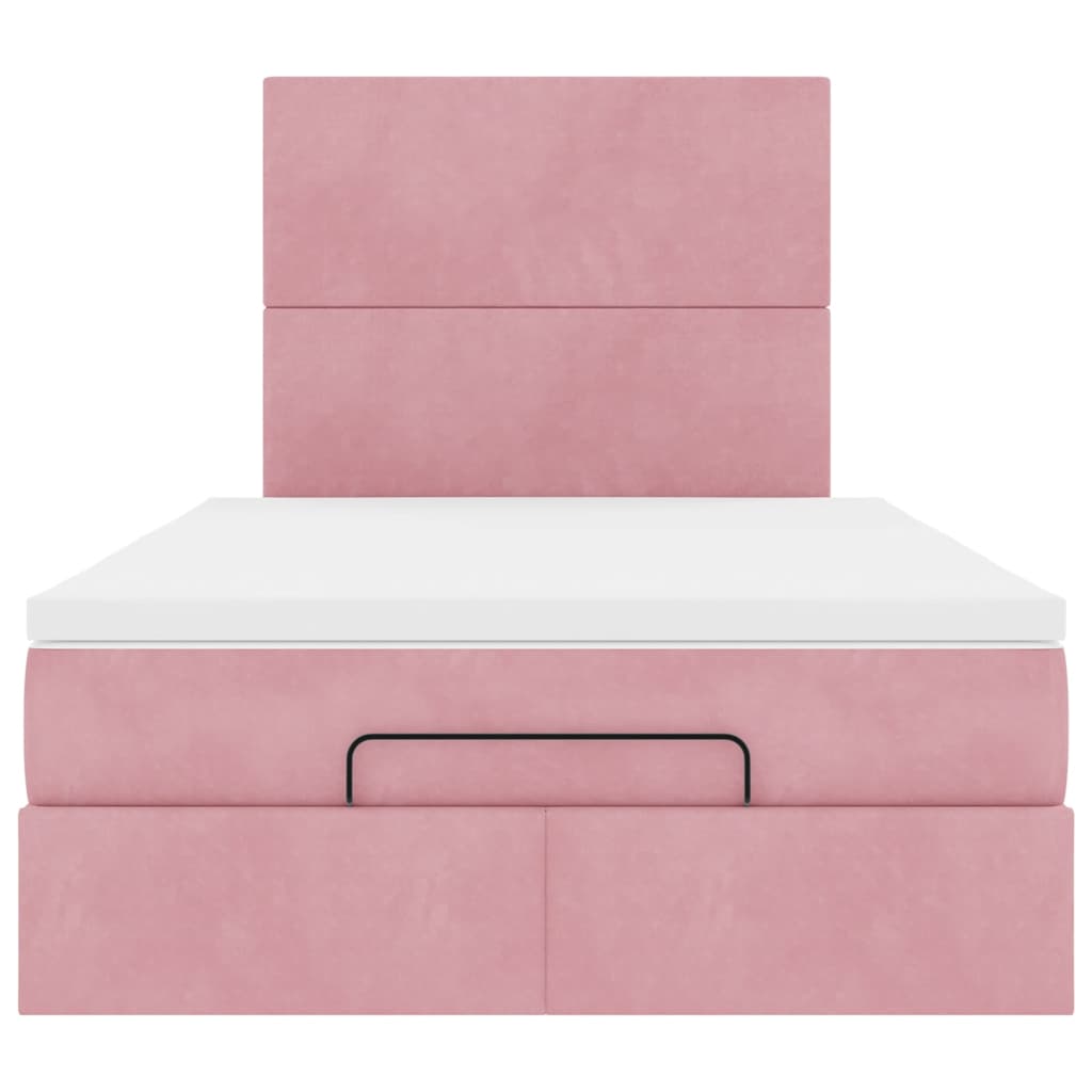 Estrutura de cama otomana com colchões 120x200 cm veludo rosa