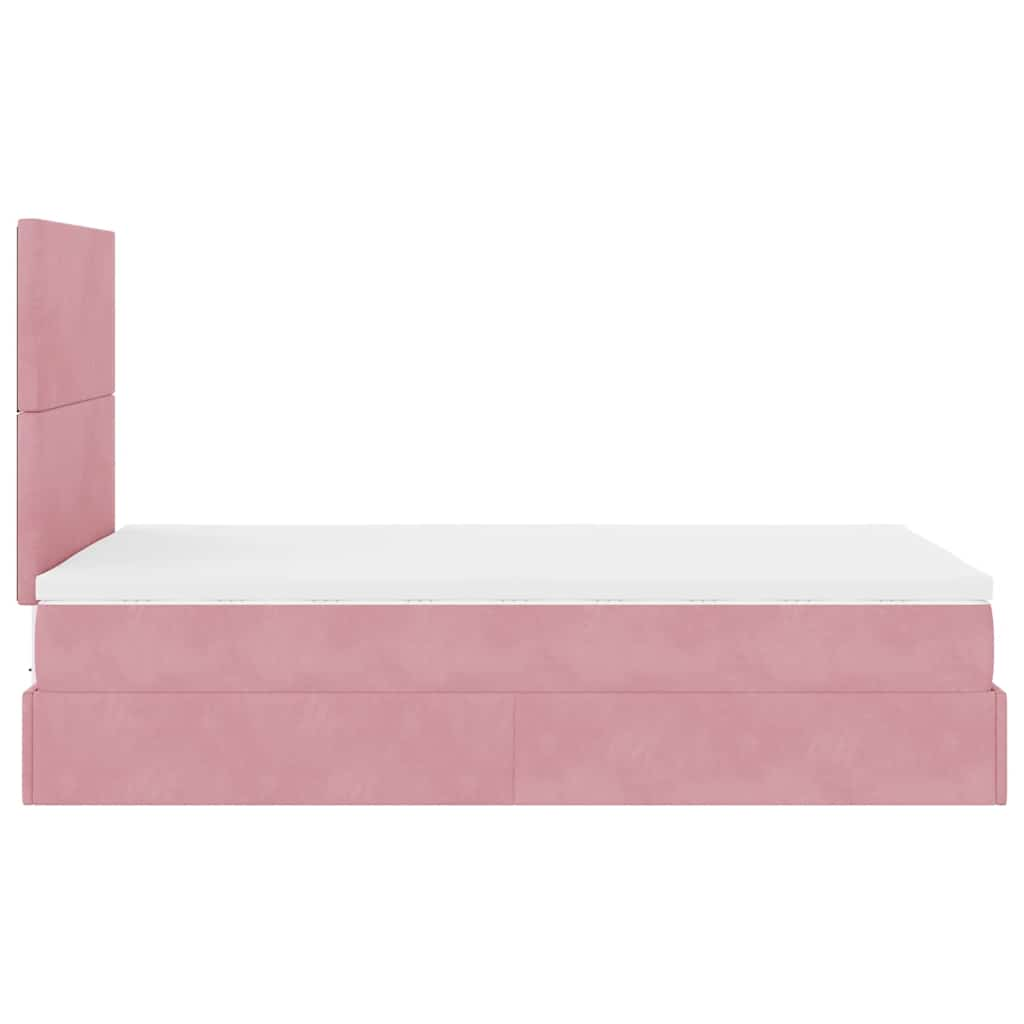 Estrutura de cama otomana com colchões 120x200 cm veludo rosa