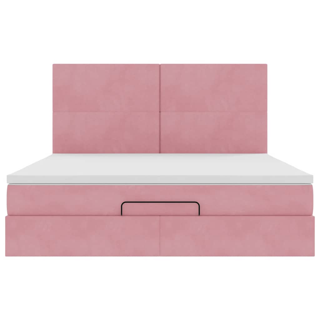 Estrutura de cama otomana com colchões 160x200 cm veludo rosa