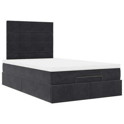 Estrutura de cama otomana com colchões preto 120x190 cm Veludo