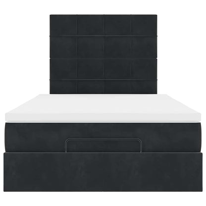 Estrutura de cama otomana com colchões preto 120x190 cm Veludo