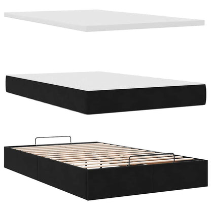 Estrutura de cama otomana com colchões preto 120x190 cm Veludo