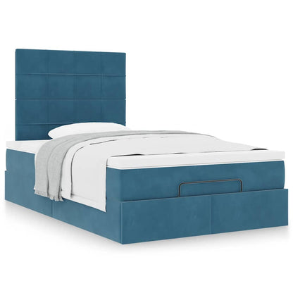 Estrutura cama otomana colchões 120x200cm veludo azul escuro