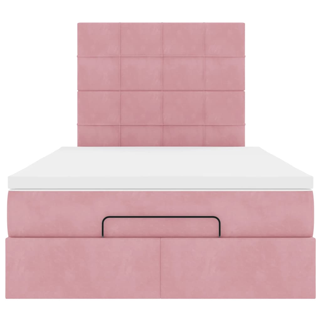 Estrutura de cama otomana com colchões 120x200 cm veludo rosa