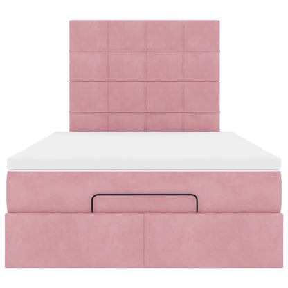 Estrutura de cama otomana com colchões 120x200 cm veludo rosa